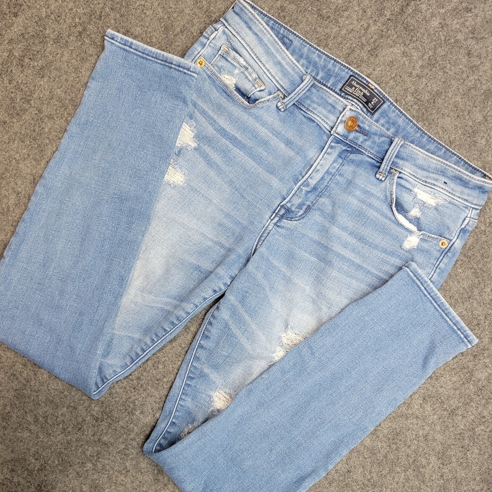Abercrombie & Fitch Jeans Womens 27 Blue Denim Distressed Harper Super Skinny